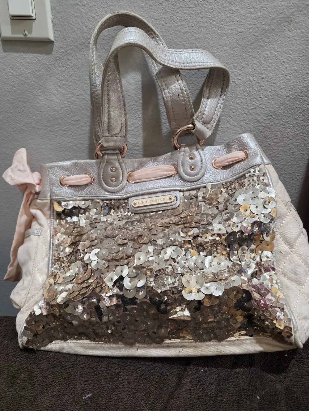 Vintage Juicy Couture Pink Sequin Tote Bag